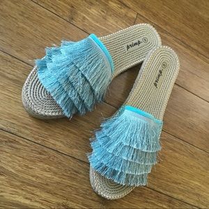NWOT Seafoam Green Slides by Primp